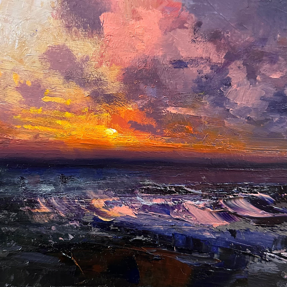 Richard K Blades Oil painting of a sunset