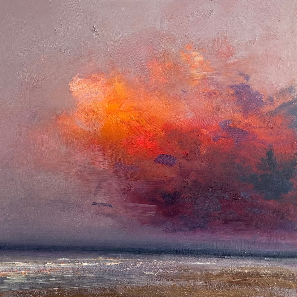 Richard K Blades painting, pink cloud. Available at The Point Contemporary, Art Gallery. Cromer, North Norfolk UK